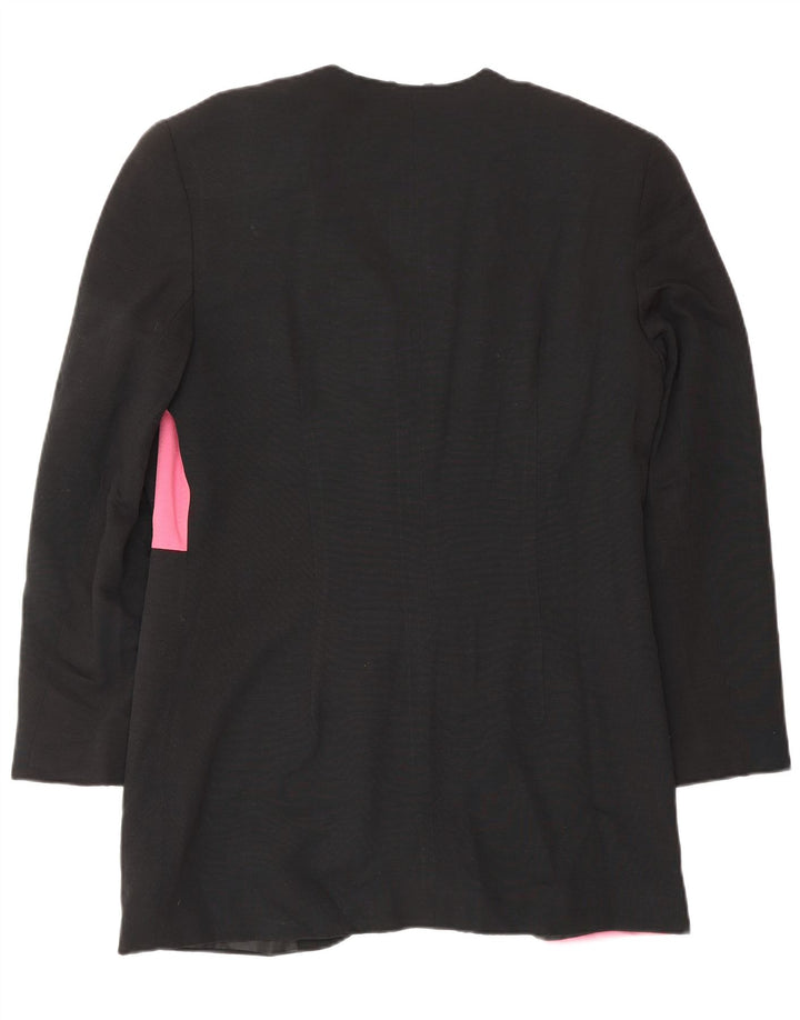 VINTAGE Womens Longline Blazer Jacket UK 12 Medium  Black Colourblock