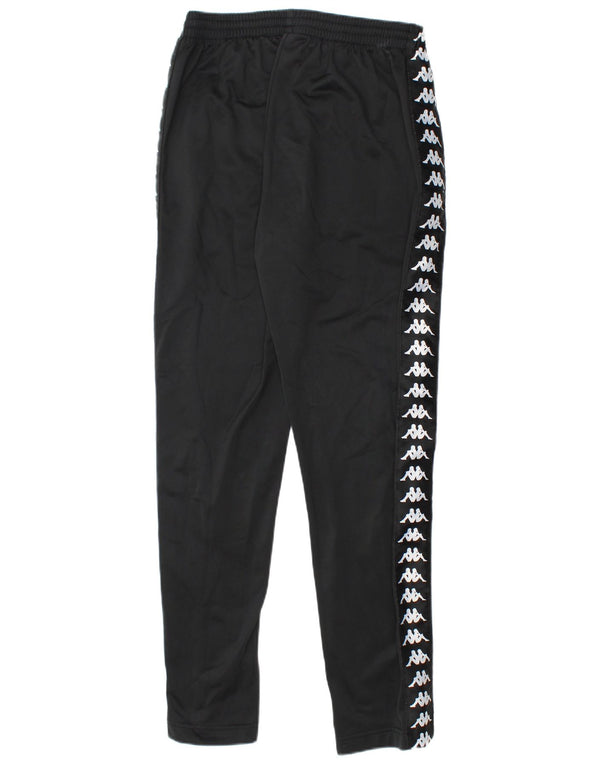 Kappa Boys Graphic Tracksuit Trousers 13-14 Years Large Black Polyester