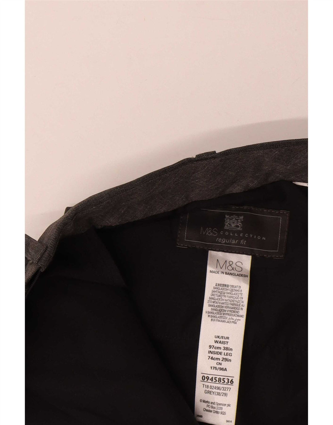 Marks & Spencer Mens Straight Regular Fit Suit Trousers W38 L29 Grey