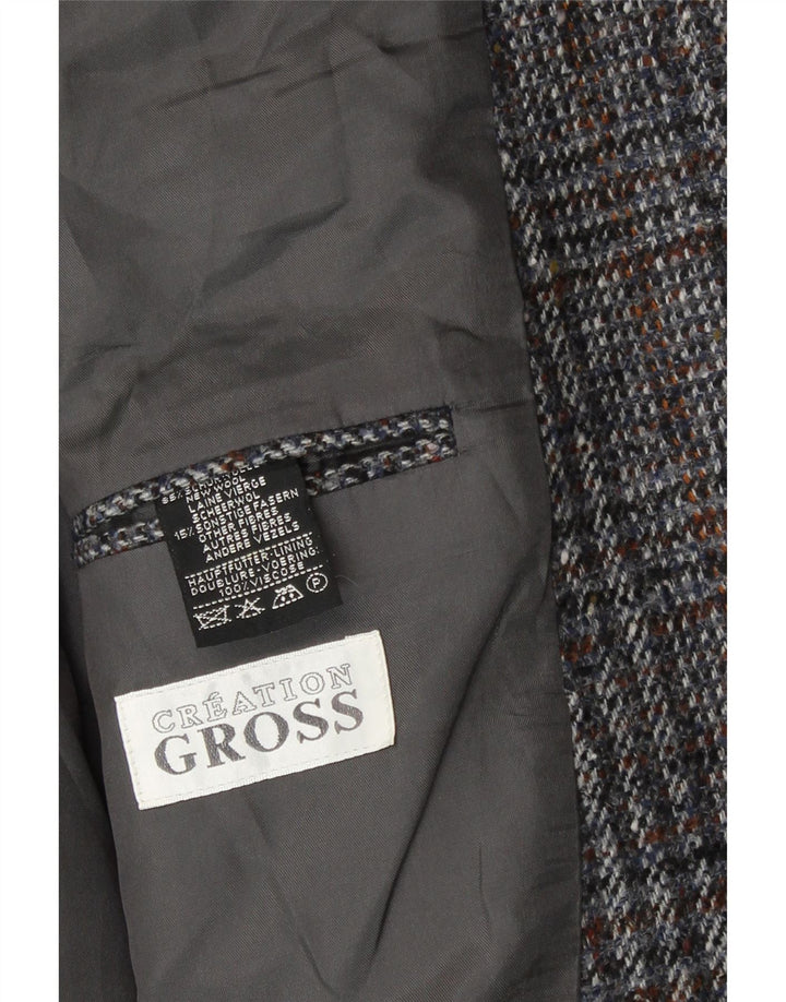 CARL GROSS Mens 2 Button Blazer Jacket UK 40 Large Grey Check New Wool Vintage Carl Gross and Second-Hand Carl Gross from Messina Hembry 