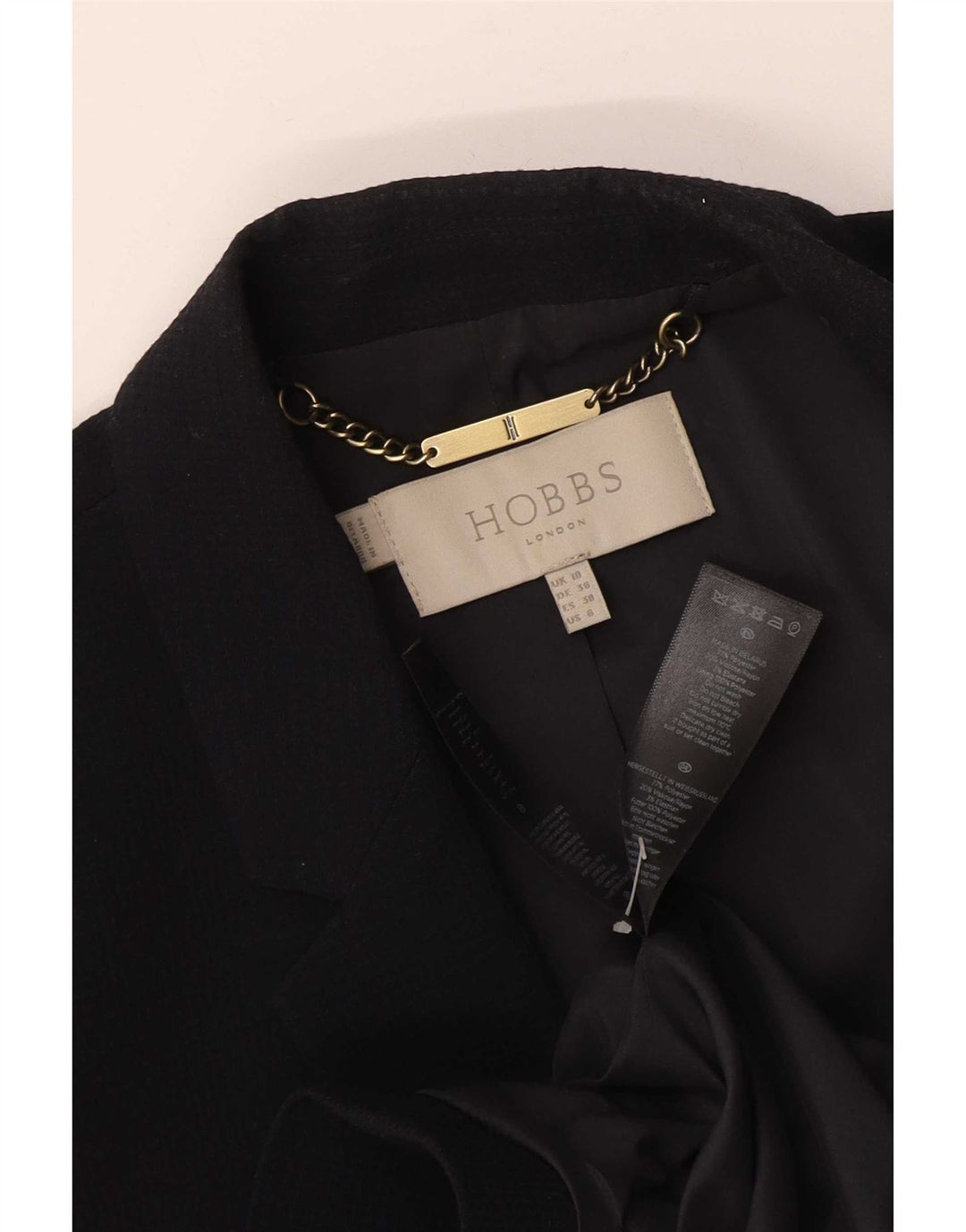 Hobbs Womens 1 Button Blazer Jacket UK 10 Small Navy Blue Polyester