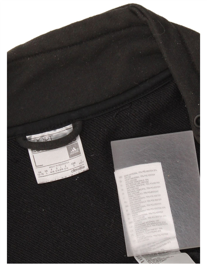 Adidas Womens Climalite Tracksuit Top Jacket UK 16/18 Large Black Polyester