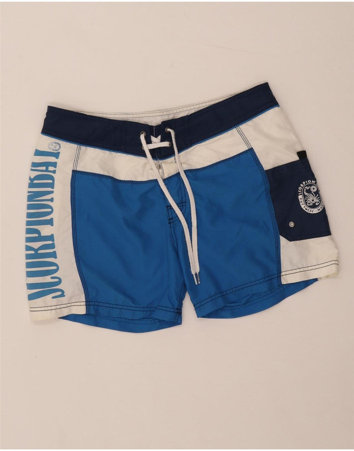 Scorpion Bay Mens Graphic Swimming Shorts Large  Blue Colourblock Polyester