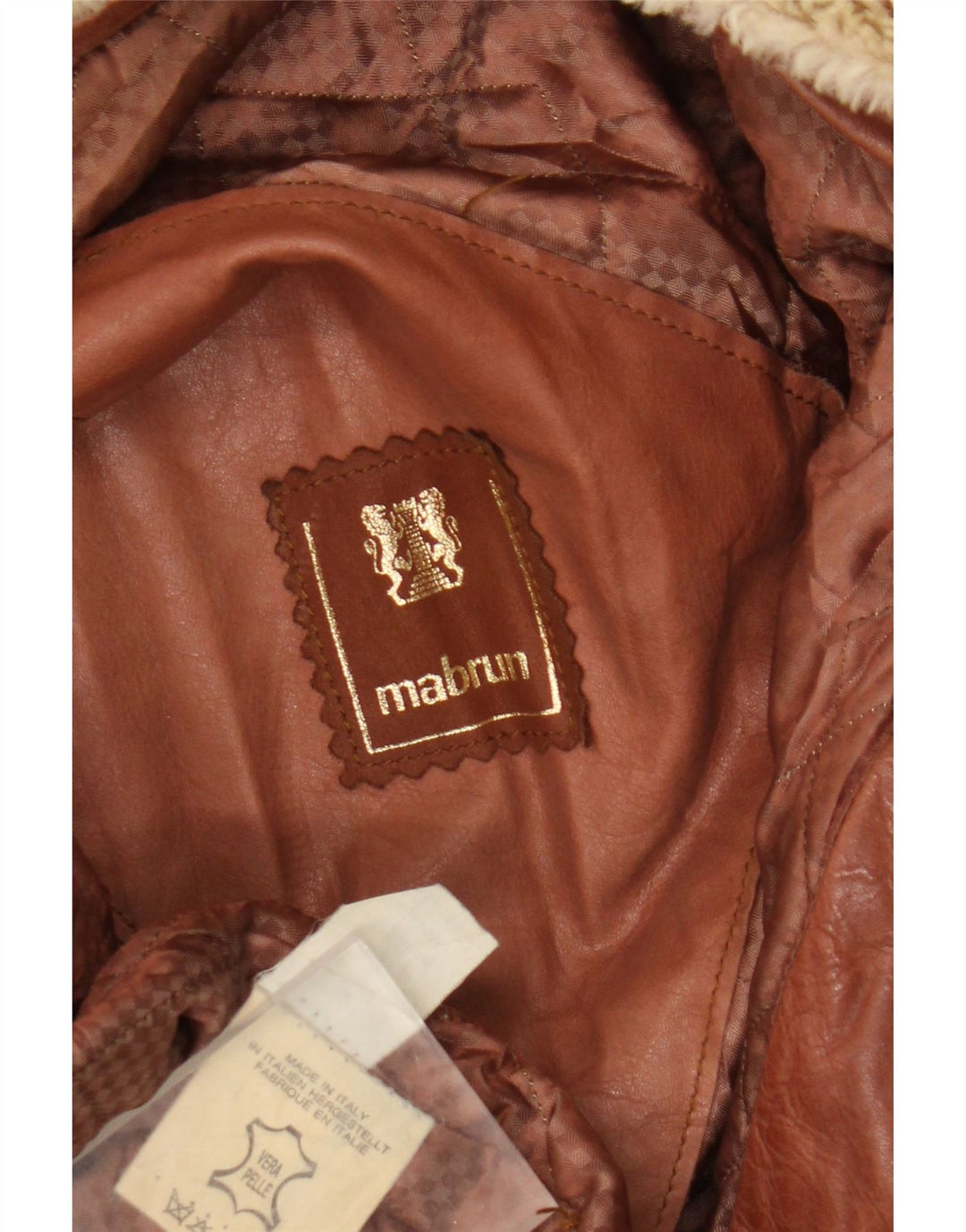 Mabrun Mens Military Leather Jacket IT 54 2XL Brown Leather