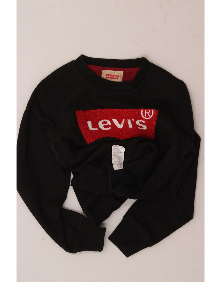 LEVI'S Boys Graphic Sweatshirt Jumper 9-10 Years Black Cotton Vintage Levi's and Second-Hand Levi's from Messina Hembry 