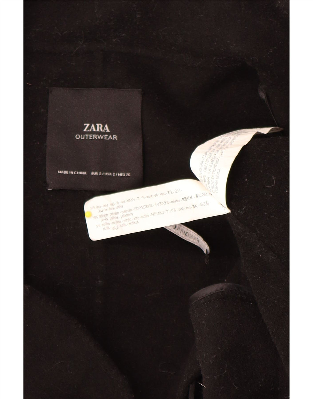 Zara Womens Oversized Double Breasted Coat UK 10 Small Black Wool