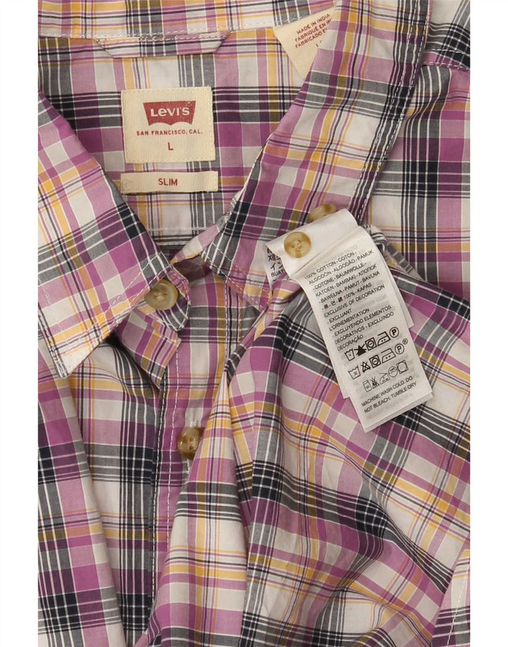 Levi's Mens Slim Shirt Large Multicoloured Check Cotton