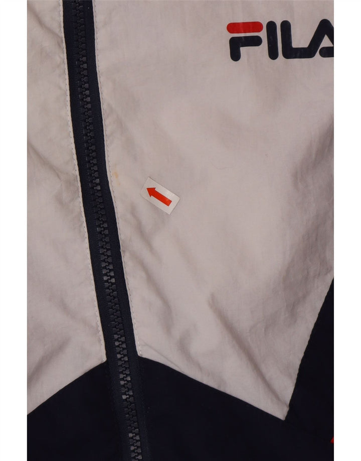 FILA Womens Oversized Tracksuit Top Jacket UK 6 XS Navy Blue Colourblock