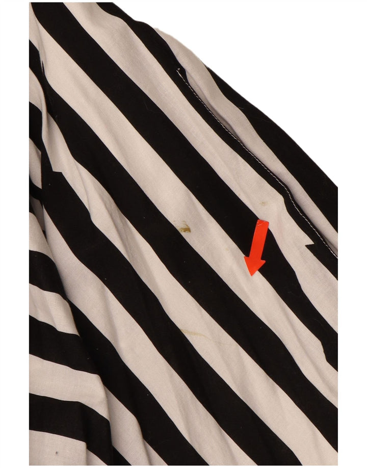 VINTAGE Womens A-Line Dress UK 12 Medium Black Striped