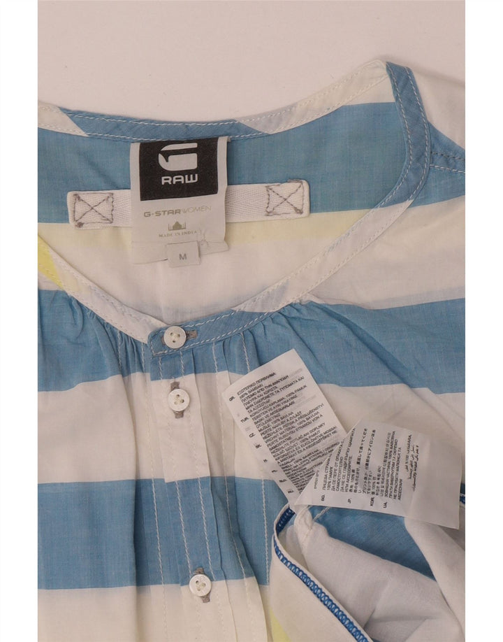 G-Star Womens See Through Shirt UK 14 Medium Multicoloured Striped