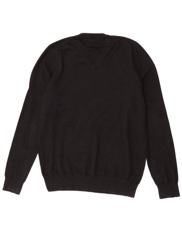 Marks & Spencer Mens V-Neck Jumper Sweater Large Black Cotton