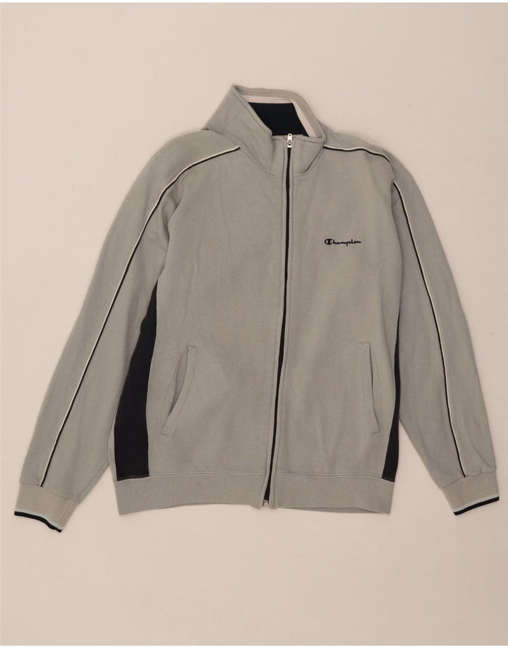 CHAMPION Mens Tracksuit Top Jacket Small Grey Colourblock Cotton