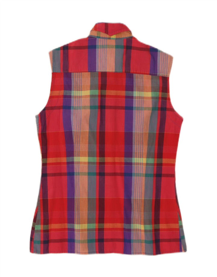 Invicta Womens Sleeveless Shirt UK 12 Medium Multicoloured Check Cotton