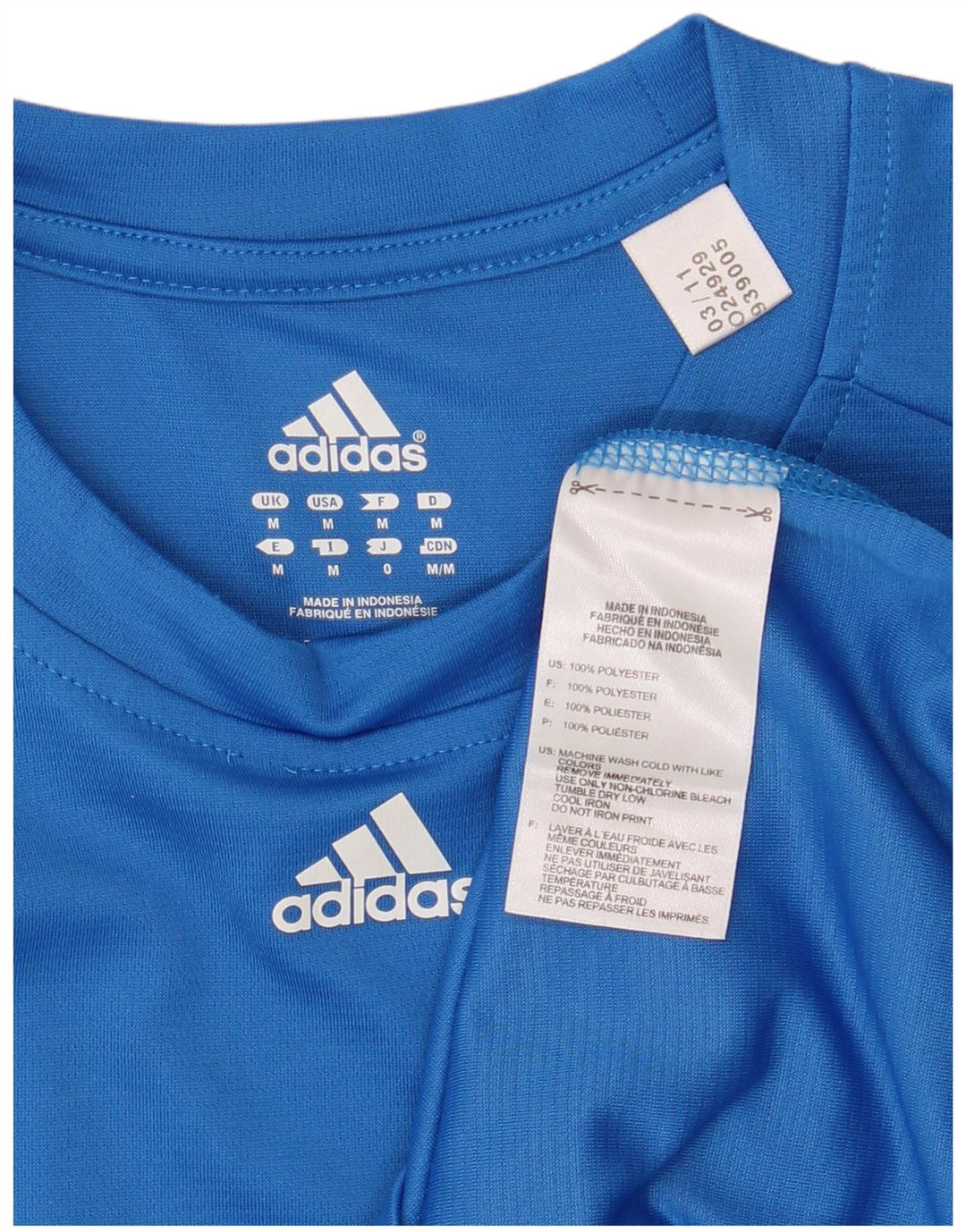 ADIDAS Mens T-Shirt Top Medium Blue Polyester