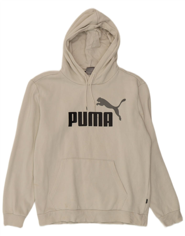 Puma Mens Graphic Hoodie Jumper Medium Beige Cotton