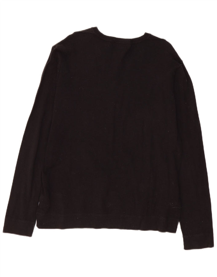 Zara Mens V-Neck Jumper Sweater XL Black