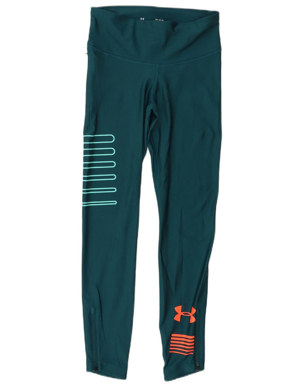 Under Armour Womens Graphic Leggings UK 12 Medium Turquoise Polyester