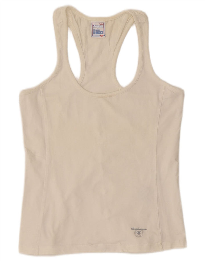 Champion Womens Vest Top UK 12 Medium White Cotton