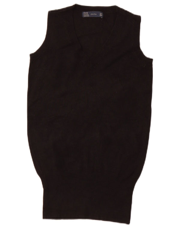 ZARA Womens Vest Tank Top UK 8 Small Black Rayon