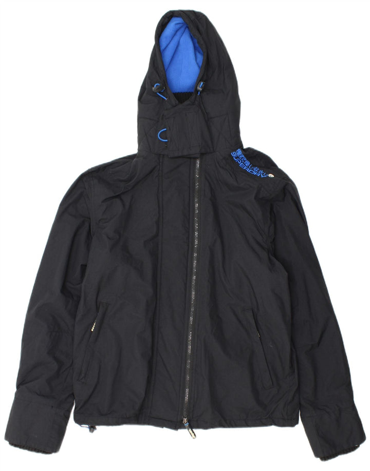 SUPERDRY Womens Graphic Windbreaker Jacket UK 14 Medium Black