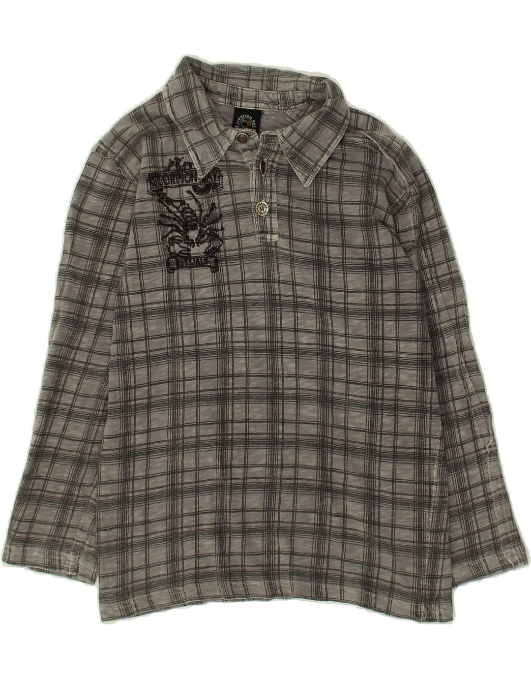 SCORPION BAY Boys Pullover Shirt 8-9 Years Small  Grey Check Cotton Vintage Scorpion Bay and Second-Hand Scorpion Bay from Messina Hembry 