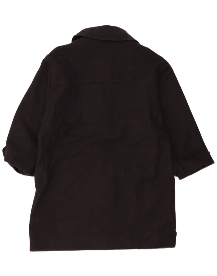 Vintage Womens Oversized Duffle Coat UK 14 Medium Black Wool
