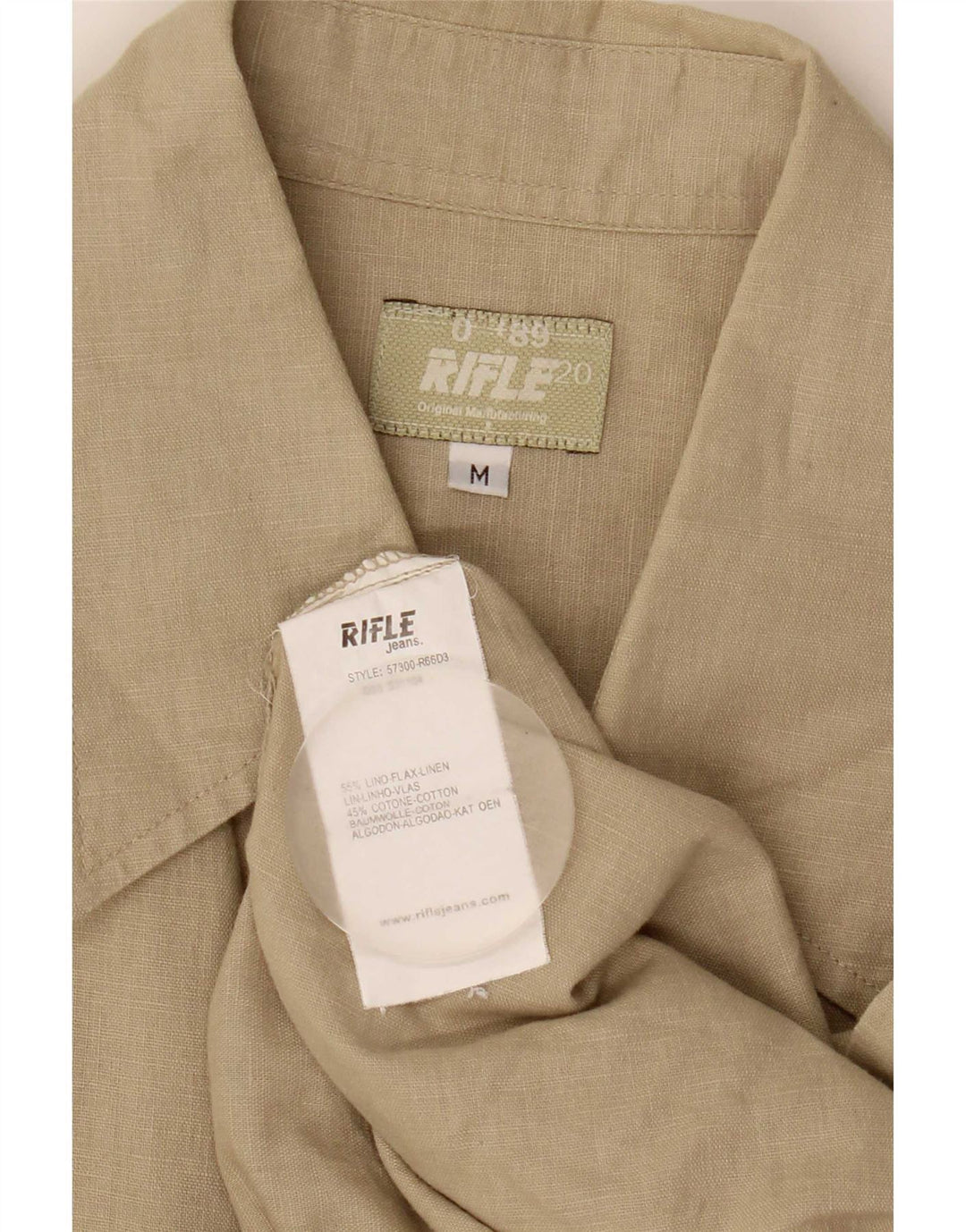 Rifle Mens Shirt Medium Beige Linen