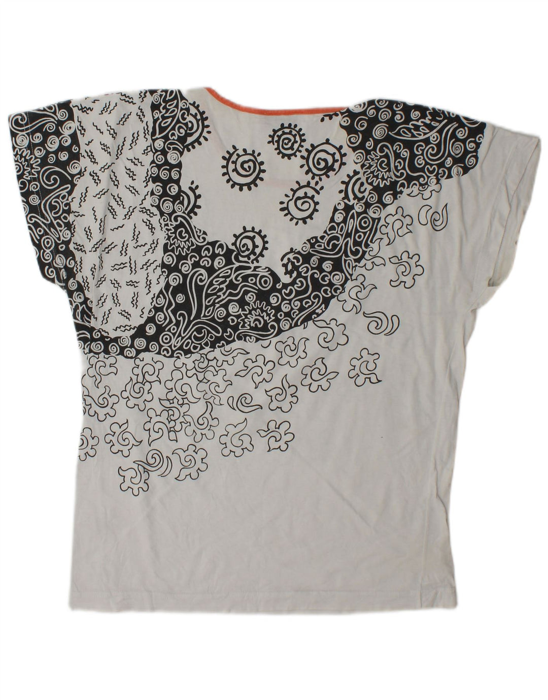 Fila Womens T-Shirt Top IT 44 Medium White Paisley