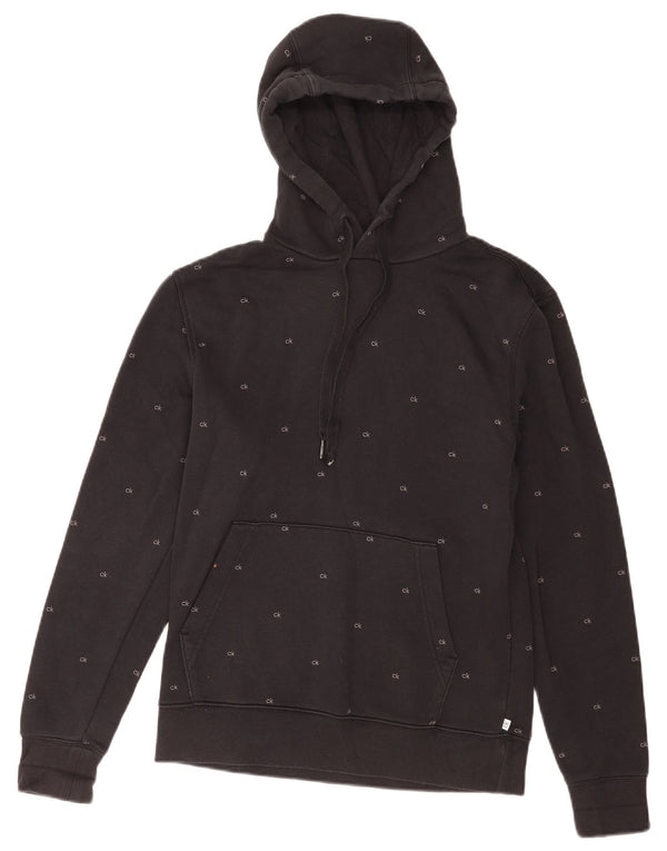Calvin Klein Mens Graphic Hoodie Jumper Small Black Cotton