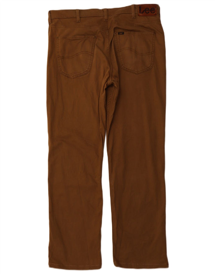 LEE Mens Brooklyn Straight Casual Trousers W36 L30 Brown Cotton