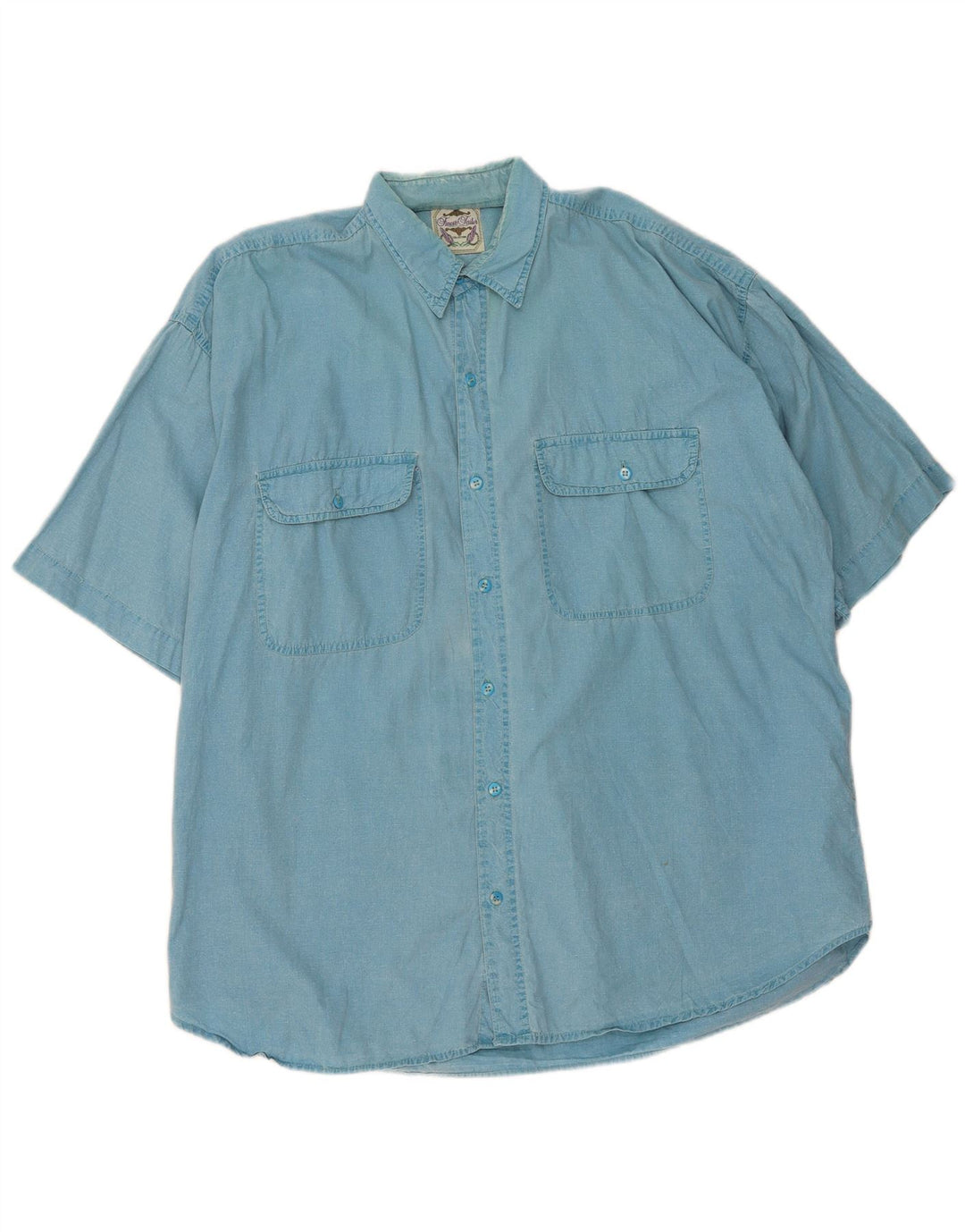 VINTAGE Mens Short Sleeve Shirt XL Blue