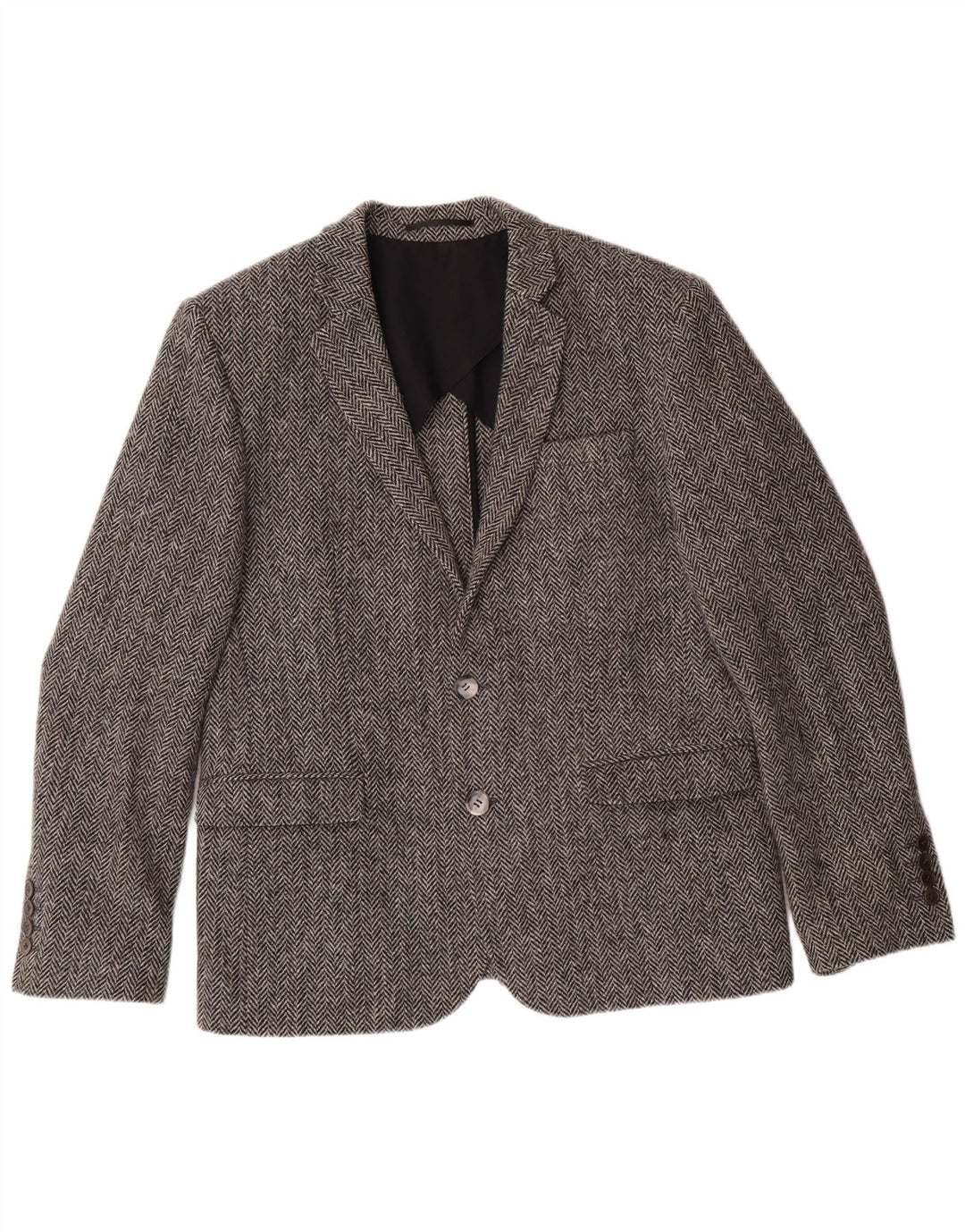 HARRIS TWEED Mens Blazer Jacket UK 40 Large Grey Herringbone Classic