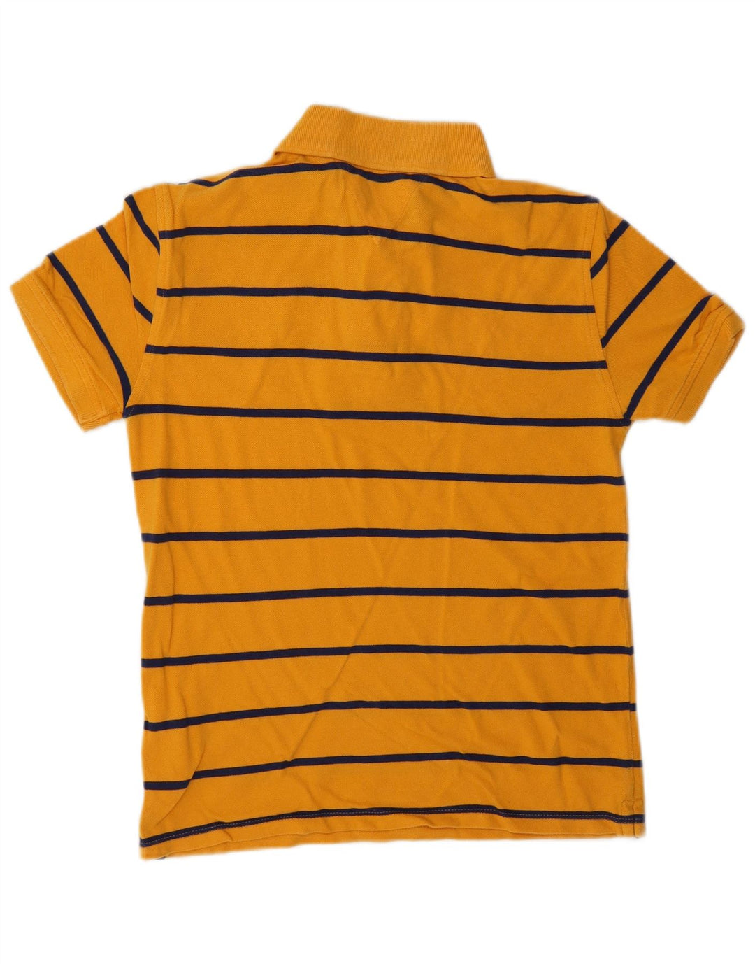 TOMMY HILFIGER Boys Polo Shirt 12-13 Years Large Yellow Striped Cotton