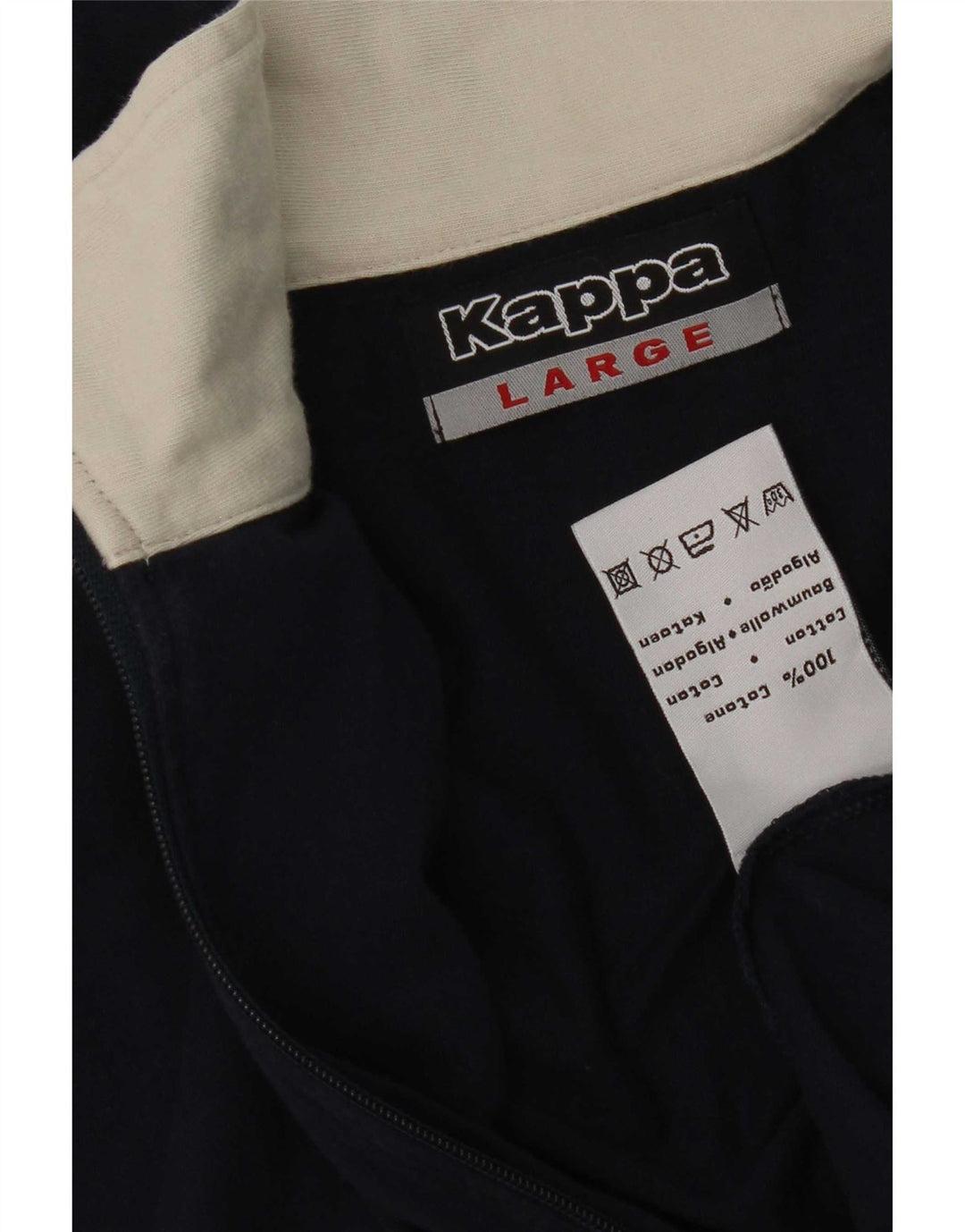 Kappa Mens Tracksuit Top Jacket Large Navy Blue Colourblock Cotton