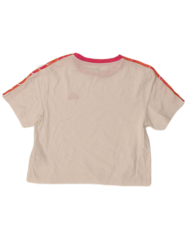 ADIDAS Womens Crop T-Shirt Top UK 4/6 XS White Cotton