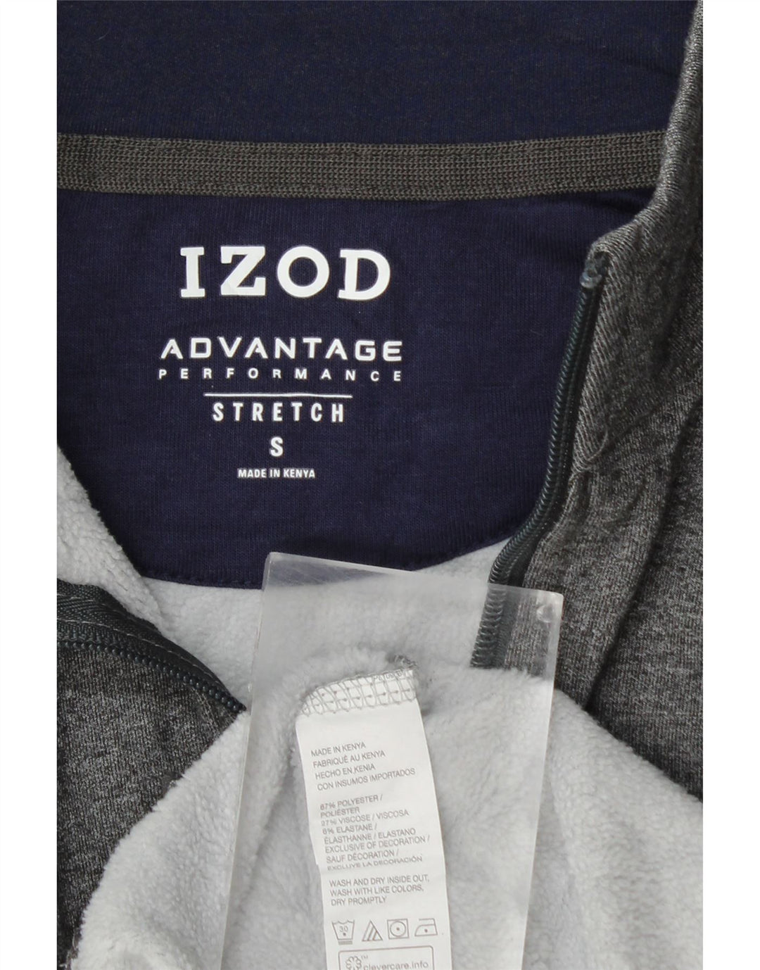 IZOD Mens Zip Neck Sweatshirt Jumper Small Grey Polyester