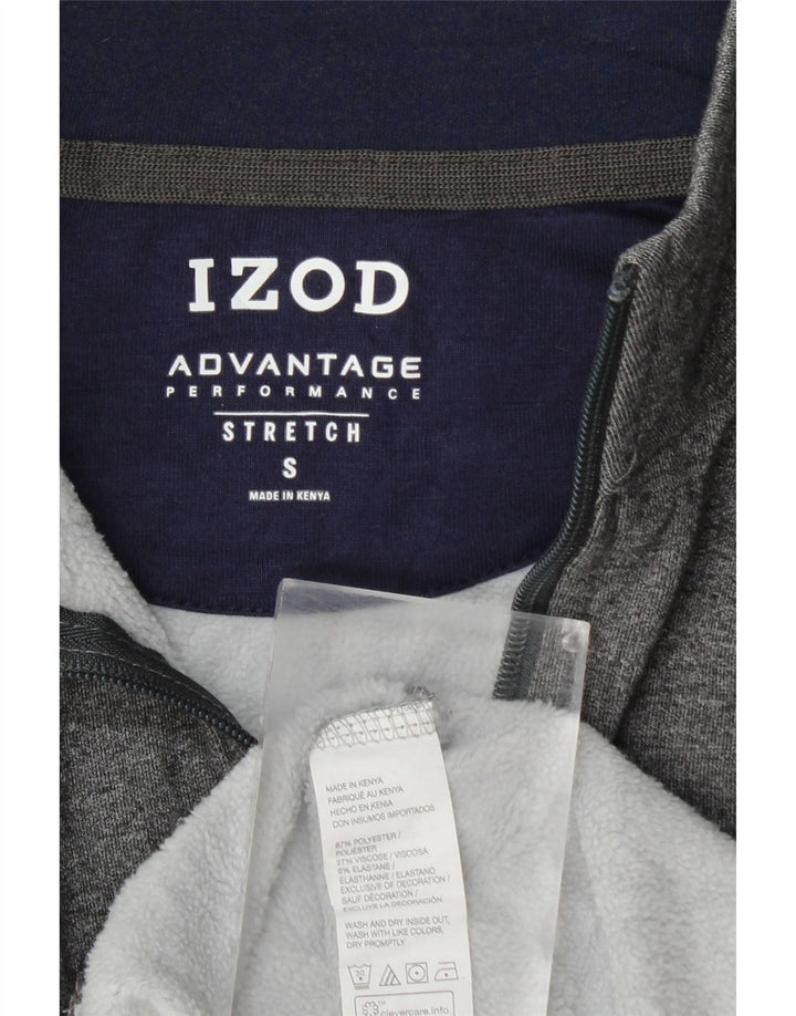 IZOD Mens Zip Neck Sweatshirt Jumper Small Grey Polyester