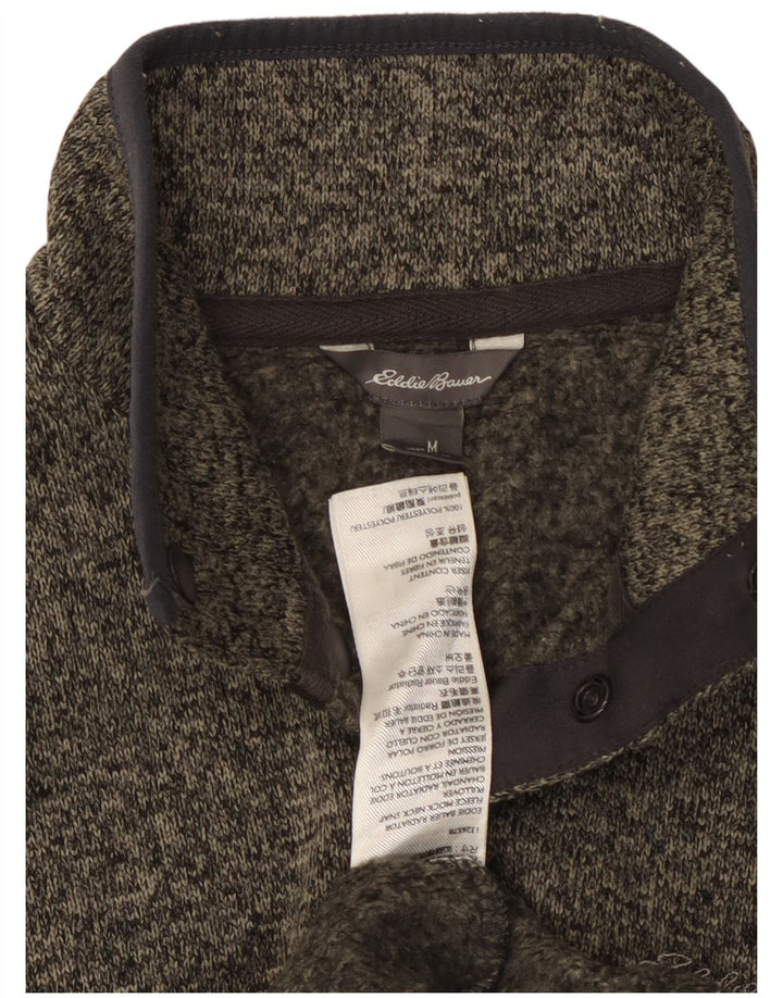 Eddie Bauer Mens Button Neck Sweatshirt Jumper Medium Grey Flecked