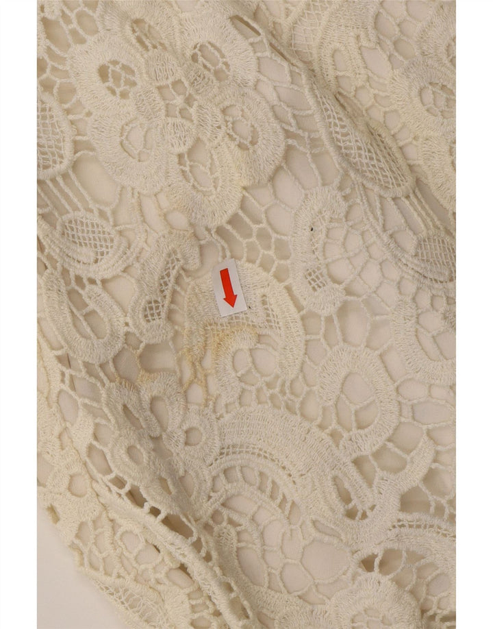 ZARA Womens Blouse Top UK 12 Medium Off White Floral