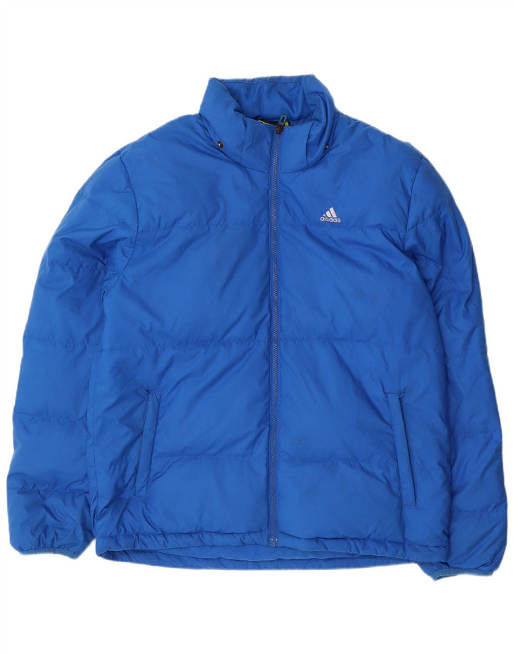 Adidas Mens Padded Jacket UK 38 Medium Blue Polyester