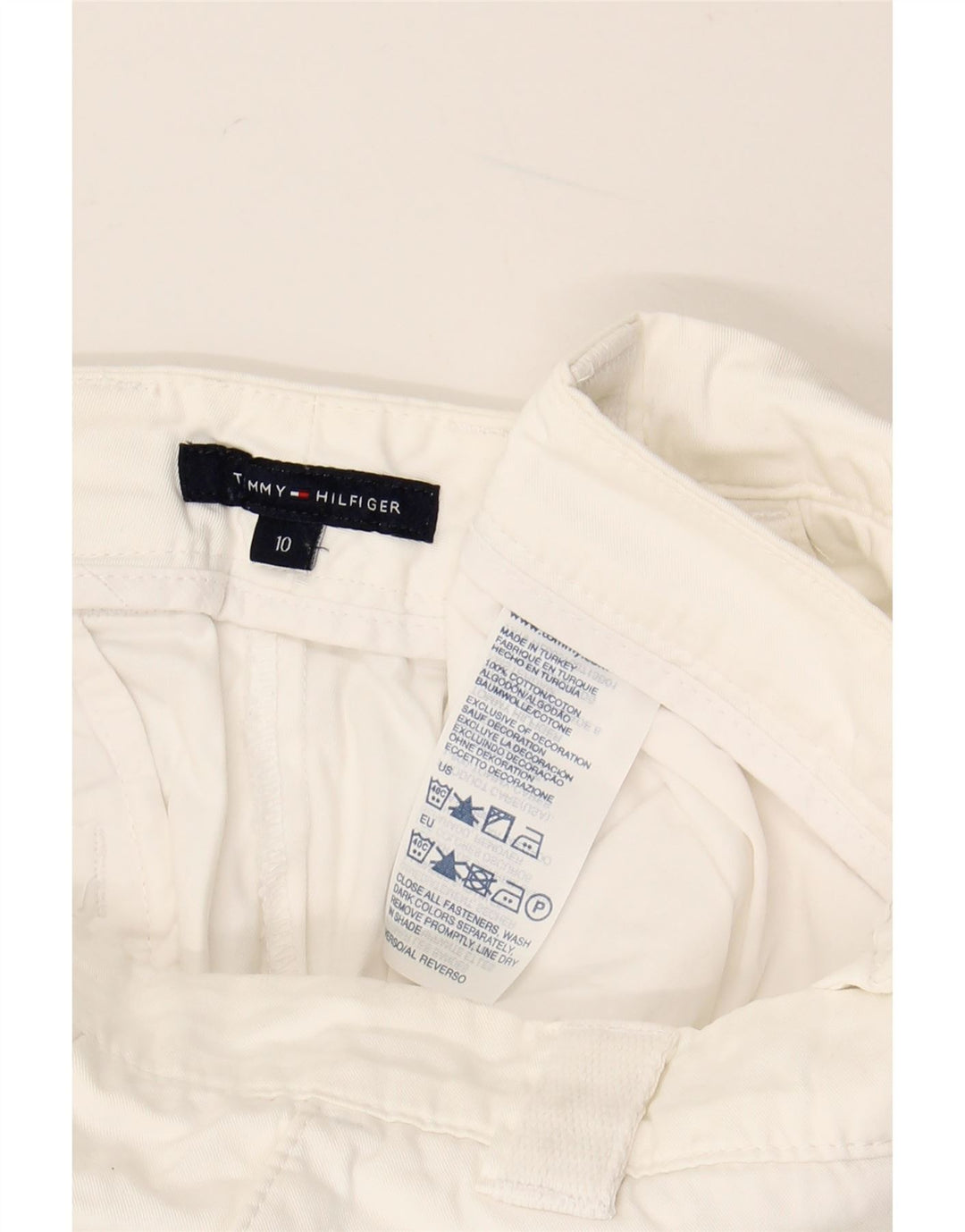TOMMY HILFIGER Womens Straight Capri Trousers UK 10 W27 L24 White Cotton