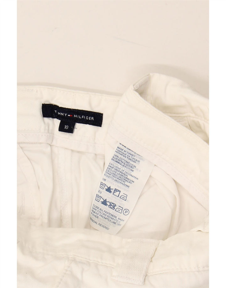TOMMY HILFIGER Womens Straight Capri Trousers UK 10 W27 L24 White Cotton