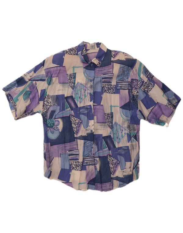 Vintage Womens Short Sleeve Shirt UK 18 XL Multicoloured Patchwork
