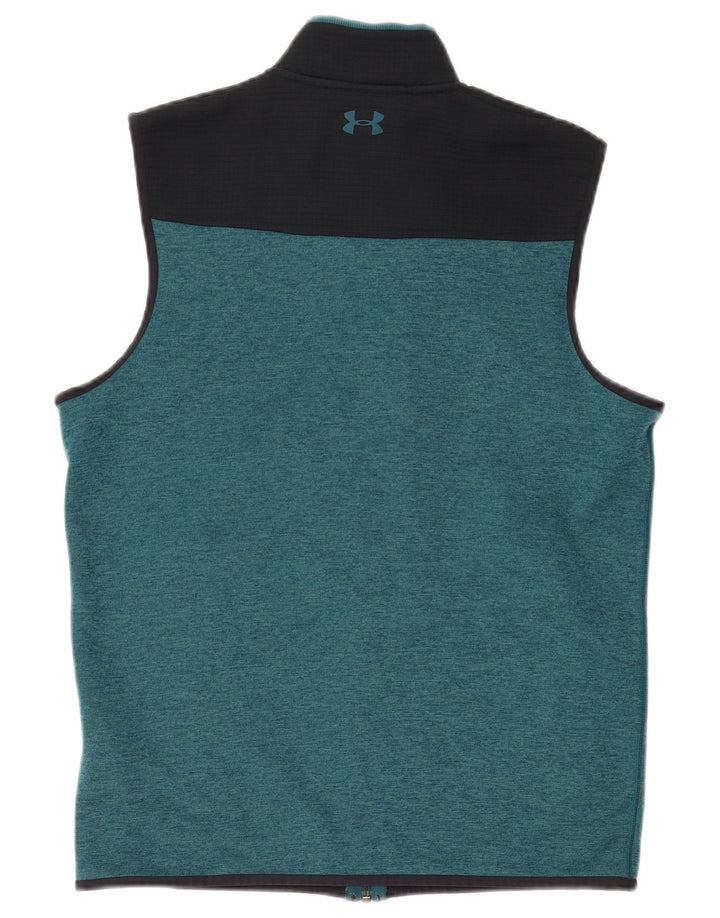 Under Armour Mens Sleeveless Tracksuit Top Jacket Medium Green Colourblock