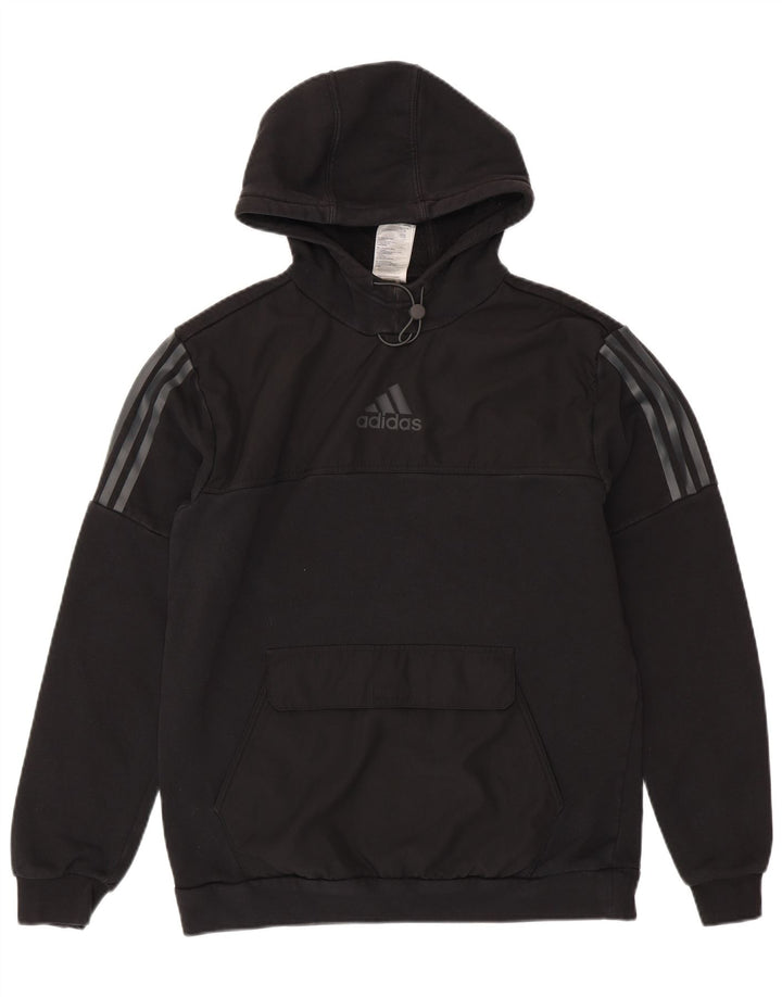 ADIDAS Mens Hoodie Jumper Medium Black Cotton