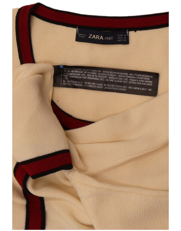 Zara Womens Crop Cardigan Sweater UK 12 Medium Off White