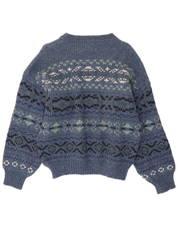 Levi's Womens Boat Neck Jumper Sweater UK 16 Large Blue Fair Isle