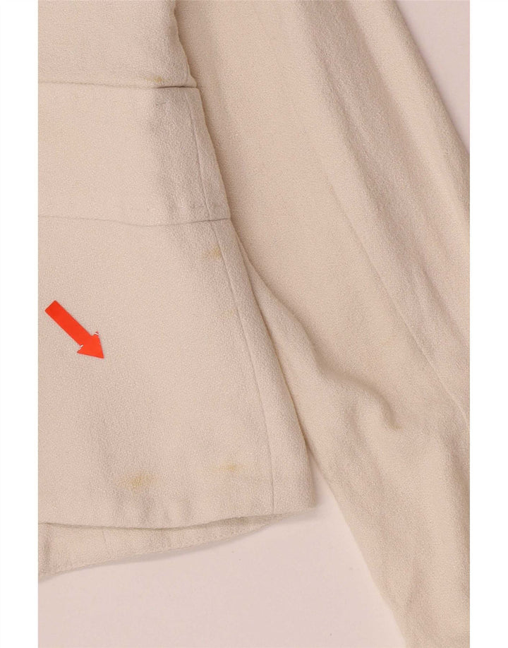 Valentino Womens Crop 1 Button Blazer Jacket IT 44 Medium Off White Cotton