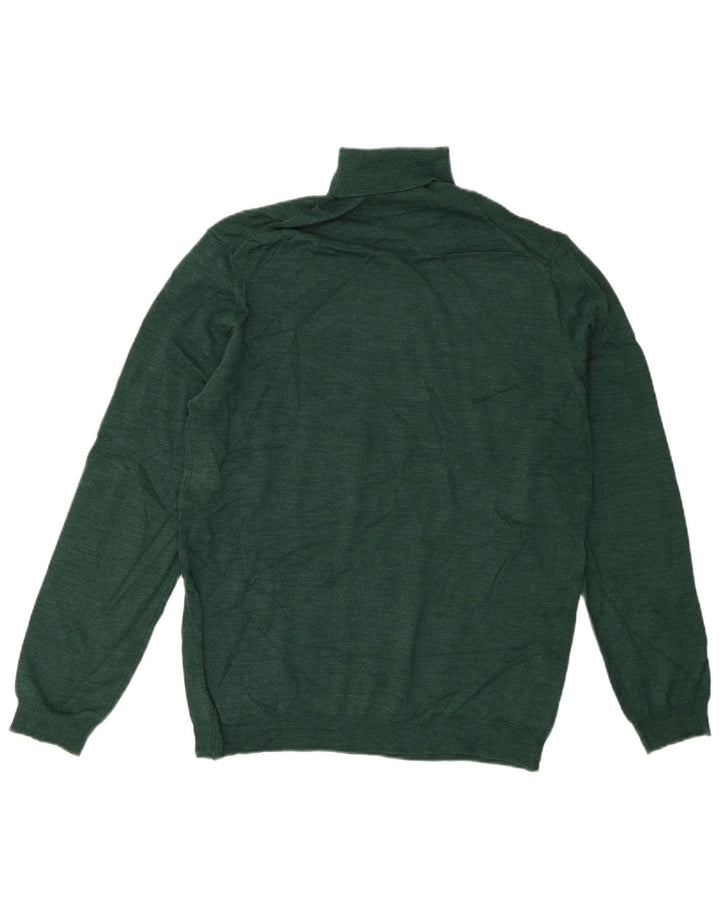 Zara Mens Roll Neck Jumper Sweater Large Green Acrylic