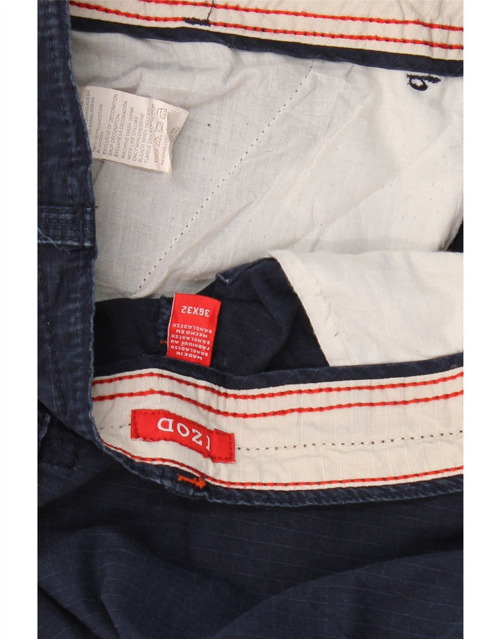 Izod Mens Straight Cargo Trousers W36 L32 Navy Blue Cotton